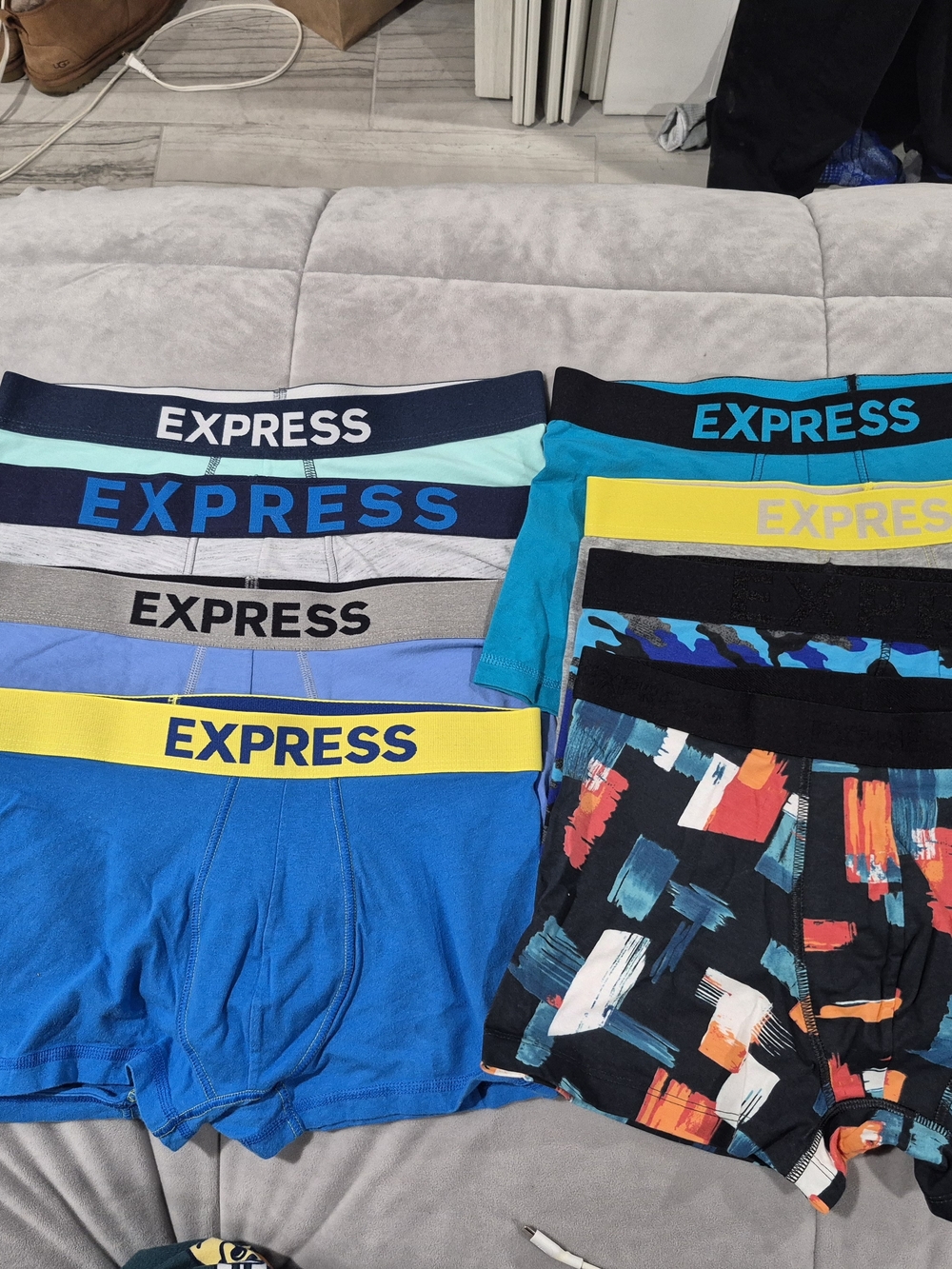 Express Men's Blue, Teal, Yellow & Black Boxer Briefs Pack